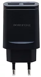 Мережевий зарядний пристрій Borofone BA8A 2 USB 2.1A Black