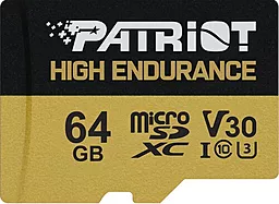 Карта пам'яті Patriot High Endurance 64Gb UHS-1 U3 V30 microSDXC (PEF64GE31MCH)