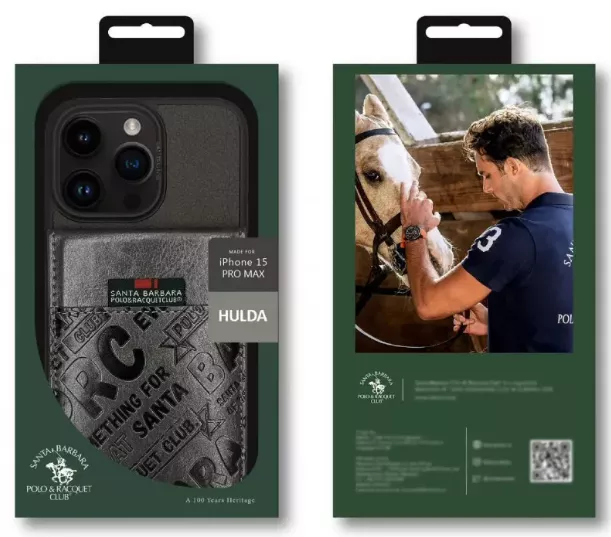 Чехол Santa Barbara Polo and Racquet Club Timothy Leather Case для Apple iPhone 15 Plus  Black - фото 1