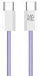 Кабель MAKE USB Type-C - Type-C 65w 3.25a 1м PD cable Purple (MCB-CN1PL) - фото Кабель MAKE USB Type-C - Type-C 65w 3.25a 1м PD cable Purple (MCB-CN1PL)