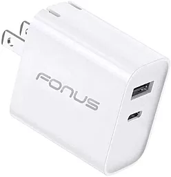 Мережевий зарядний пристрій Fonus G65 36W PD USB-A-C White
