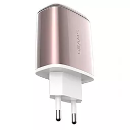 Мережевий зарядний пристрій Usams Travel charger (2USB, 2.4A) (US-CC004) Rose Gold