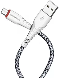 Кабель Borofone BX25 Powerful USB-A - micro USB 12w 2.4a 1м cable White - мініатюра 2