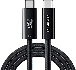 Кабель Essager USB4.0 Type-C - Type-C 8k 60hz 240w 5a 1м 40gbps PD data cable Black (EXCTT4-PL01-P) - фото Кабель Essager USB4.0 Type-C - Type-C 8k 60hz 240w 5a 1м 40gbps PD data cable Black (EXCTT4-PL01-P)