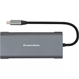 USB Type-C концентратор (хаб) мультипортовий PowerPlant 8-in-1 2xUSB 3.0 1xUSB 2.0 1xType-C (PD) 1xHDMI 1xSD/TF 1xRJ45 (CA913497)