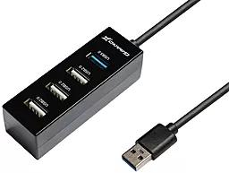 Мультипортовый USB-A хаб (концентратор) Grand-X Travel 1хUSB3.0+3хUSB2.0 (GH-409) Black