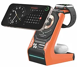Беспроводная док-станция Amaya AWC-01 3-in-1 15w fast wireless charger Orange - фото Беспроводная док-станция Amaya AWC-01 3-in-1 15w fast wireless charger Orange