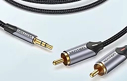 Аудіо кабель Vention AUX mimi Jack 3.5 мм - 2xRCA M/M 1.5 м cable black (BCNBG) - мініатюра 4