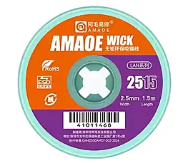 Лента-оплетка (для снятия припоя) Amaoe LAN-2515 2.5 мм / 1.5 м на катушке - фото Лента-оплетка (для снятия припоя) Amaoe LAN-2515 2.5 мм / 1.5 м на катушке