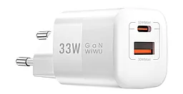Сетевое зарядное устройство WIWU 33w PD/QC USB-C/USB-A ports home charger white (Wi-U008) - миниатюра 3