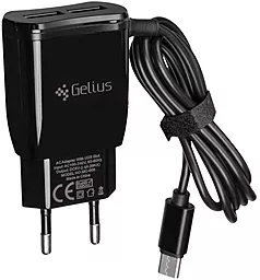 Мережевий зарядний пристрій Gelius Ultra Edition 2USB 2.1А + USB Type-C Cable Black