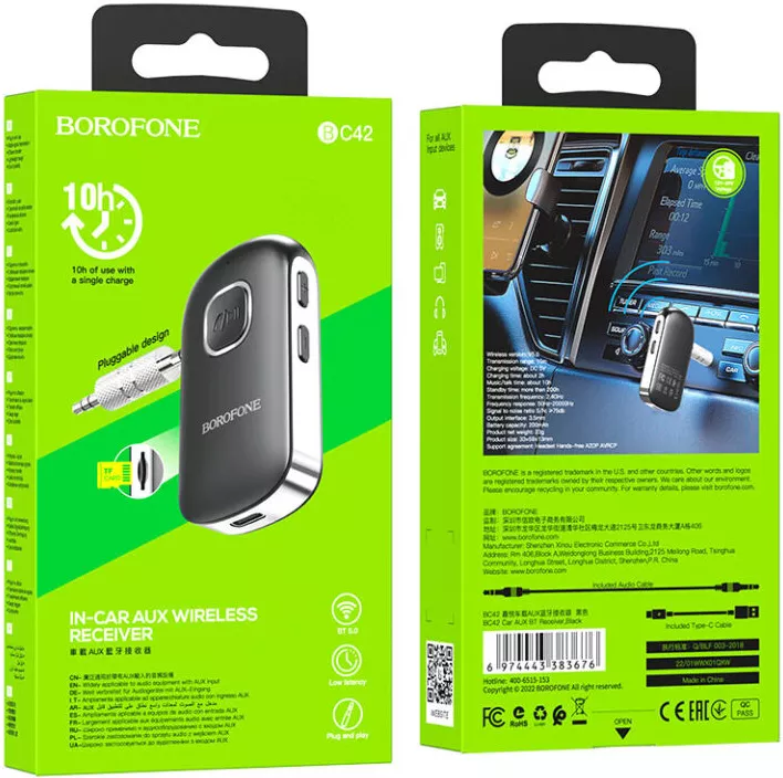 Bluetooth адаптер Borofone BC42 Car AUX BT Receiver Black - фото 9
