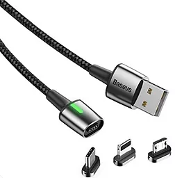 Кабель USB Baseus Zinc Magnetic 3-in-1 USB to Type-C/Lightning/micro USB сable black (TZCAXC-A01) - миниатюра 3