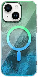 Чехол Epik Shiny Mountain (MagFit) для Apple iPhone 14, 13 Green/Blue - фото Чехол Epik Shiny Mountain (MagFit) для Apple iPhone 14, 13 Green/Blue