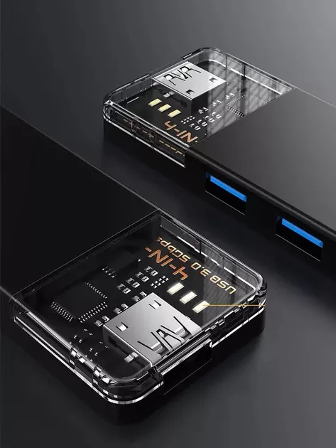 USB Type-C + USB-A хаб Cabletime 4-in-1 black (CB03B) - фото 3
