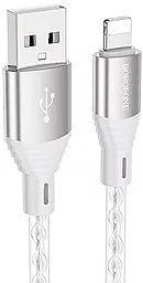 Кабель Borofone BX96 Ice Crystal Silicone USB-A - Lightning 12w 2.4a 1м cable Gray - фото Кабель Borofone BX96 Ice Crystal Silicone USB-A - Lightning 12w 2.4a 1м cable Gray