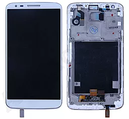 Дисплей LG G2 (D800, D801, D802, D802TR, D803, F320K, F320L, F320S, LS980) (34 pin) з тачскріном і рамкою, оригінал, White