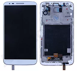 Дисплей LG G2 (D800, D801, D803, VS980, F320, LS980) (34 pin) с тачскрином и рамкой, оригинал, White