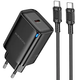 Мережевий зарядний пристрій Borofone BA86A 45w GaN PD USB-C fast charger + USB-C to USB-C cable black - фото Мережевий зарядний пристрій Borofone BA86A 45w GaN PD USB-C fast charger + USB-C to USB-C cable black