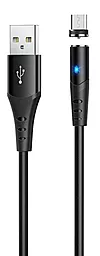 Кабель Hoco X60 Honorific Silicon Magnetic USB-A - micro USB 12w 2.4a 1м cable Black