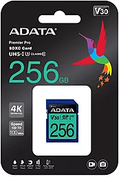 Карта памяти ADATA SDXC 256GB Premier Pro Class 10 UHS-I U3 V30 (ASDX256GUI3V30S-R) - миниатюра 2