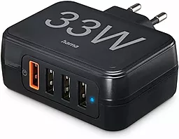 Сетевое зарядное устройство Hama 33w QC3.0 4xUSB-A ports charger black (00201629) - фото Сетевое зарядное устройство Hama 33w QC3.0 4xUSB-A ports charger black (00201629)