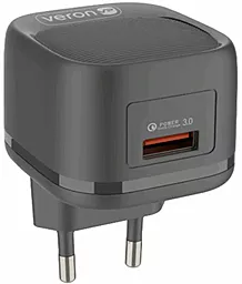 Сетевое зарядное устройство Veron 18w QC fast charger black (VR-C18Q) - фото Сетевое зарядное устройство Veron 18w QC fast charger black (VR-C18Q)