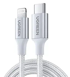 Кабель Ugreen US304 USB Type-C - Lightning 60w 3a 1.0м PD сable White