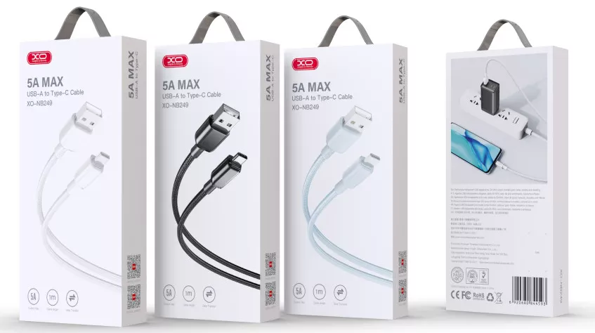 Кабель XO NB249 USB-A - Type-C 25w 5a 1м cable White - фото 2