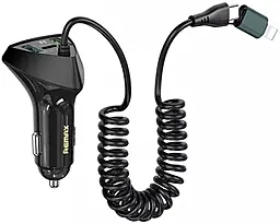 Автомобільний зарядний пристрій Remax RCC328 Alien Series 22.5w PD 2xUSB-C/UBS-A ports car charger + USB-C/Lightning cables black - фото Автомобільний зарядний пристрій Remax RCC328 Alien Series 22.5w PD 2xUSB-C/UBS-A ports car charger + USB-C/Lightning cables black