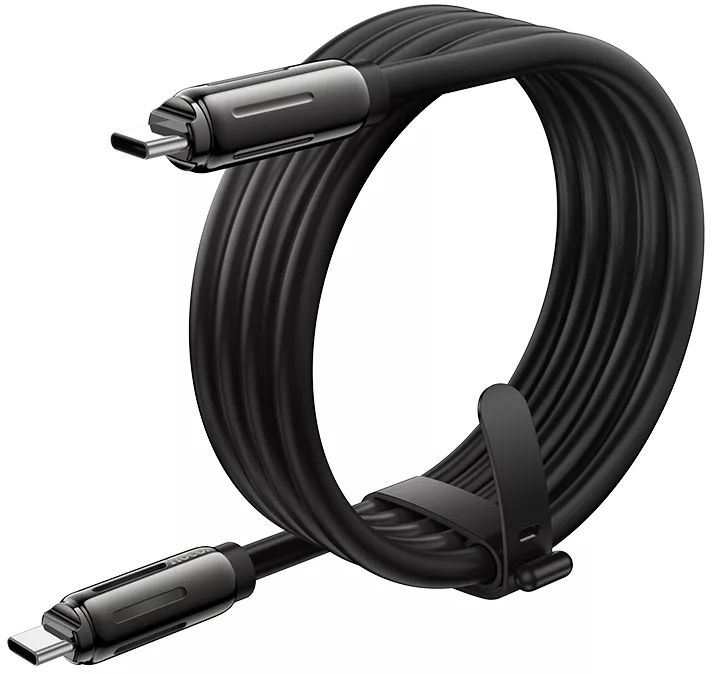 Кабель Hoco U136 USB Type-C - Type-C 60w 3a 1.2м PD cable Black - фото 3