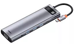 USB Type-C хаб Baseus Metal Gleam 11-in-1 Multifunctional Type-C HUB Gray (CAHUB-CT0G) - миниатюра 2
