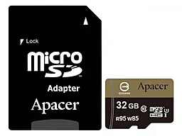 Карта памяти Apacer microSDHC 32GB Class 10 UHS-I U3 + SD-адаптер (AP32GMCSH10U4-R)