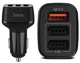 Автомобільний зарядний пристрій з швидкою зарядкою Hoco Z15B KUSO QC3.0 USB THREE PORTS Black