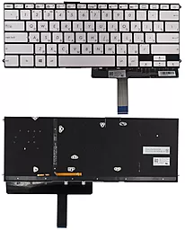 Клавиатура для ноутбука Asus ZenBook 3 Deluxe UX490UA PWR серебристая без рамки Прямой Enter подсветка 0KN1-1S2RU26 серебристая