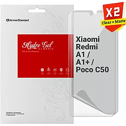 Набор гидрогелевой пленки ArmorStandart Clear + Matte для Xiaomi Redmi A1/A1+/Poco C50 (ARM66870) - фото Набор гидрогелевой пленки ArmorStandart Clear + Matte для Xiaomi Redmi A1/A1+/Poco C50 (ARM66870)