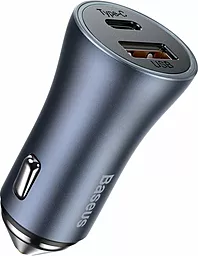Автомобильное зарядное устройство с быстрой зарядкой Baseus Golden Contactor Pro 40W QC USB-A-C Dark Gray (CCJD-0G) - миниатюра 2