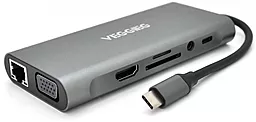 Мультипортовый USB Type-C хаб Veggieg 11-in-1 grey (TC11-S) - фото Мультипортовый USB Type-C хаб Veggieg 11-in-1 grey (TC11-S)