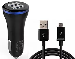 Автомобільний зарядний пристрій LDNio DL-C23 15.5w 2xUSB-A ports car charger + micro USB cable black - фото Автомобільний зарядний пристрій LDNio DL-C23 15.5w 2xUSB-A ports car charger + micro USB cable black