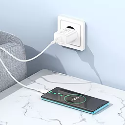 Сетевое зарядное устройство Borofone BA72A Spring 18w QC3.0 home charger + USB-C cable white - миниатюра 3 Сетевое зарядное устройство Borofone BA72A Spring 18w QC3.0 home charger + USB-C cable white - миниатюра 3