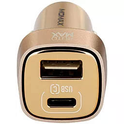 Автомобільний зарядний пристрій Momax 15w USB-C/USB-A ports car charger gold (UC4TCL) - мініатюра 4