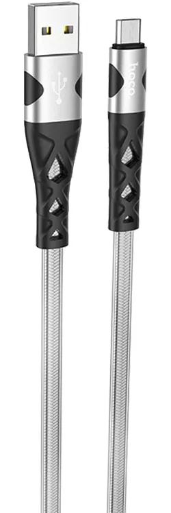 Кабель Hoco U105 Treasure Jelly USB-A - micro USB 12w 2.4a 1.2м cable Silver - фото 1