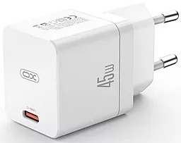 Сетевое зарядное устройство XO CE09 45w PD USB-C fast charger white - фото Сетевое зарядное устройство XO CE09 45w PD USB-C fast charger white