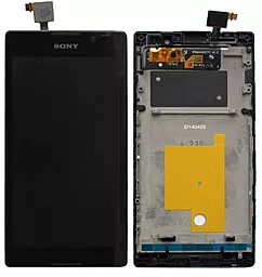 Дисплей Sony Xperia C (C2305, C2304, S39c, S39h) с тачскрином и рамкой, оригинал, Black