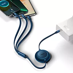 Кабель USB Baseus Bright Mirror 2 Series 100W 1.1M 3-in-1 USB to micro/Lightning/Type-C Cable Blue (CAMJ010203) - миниатюра 8