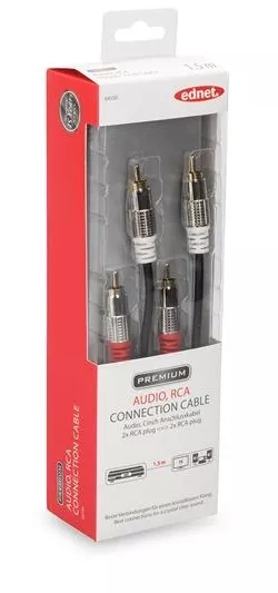 Аудио кабель Digitus Ednet 2xRCA M/M Cable 1.5 м black (84590) - фото 2
