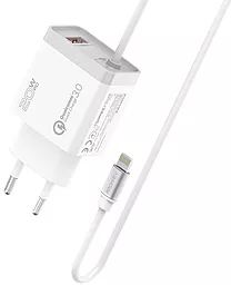 Сетевое зарядное устройство Promate iCharge-PDQC3 20w PD USB-C ports charger + Lightning cable white - фото Сетевое зарядное устройство Promate iCharge-PDQC3 20w PD USB-C ports charger + Lightning cable white