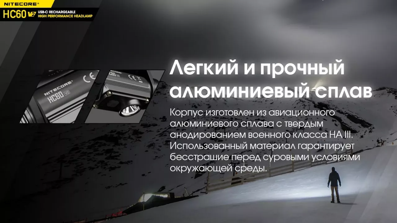 Налобный фонарик Nitecore HC60 V2 (6-1211_V2) (1x18650, 2xCR123, 2xRCR123) - фото 16