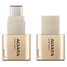 Флешка ADATA 32GB USB 3.1 Gen1 Type-A / Type-C UC350 Gold (AUC350-32G-CGD) - фото Флешка ADATA 32GB USB 3.1 Gen1 Type-A / Type-C UC350 Gold (AUC350-32G-CGD)