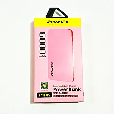 Повербанк Awei P10K 6000 mAh Pink - миниатюра 4